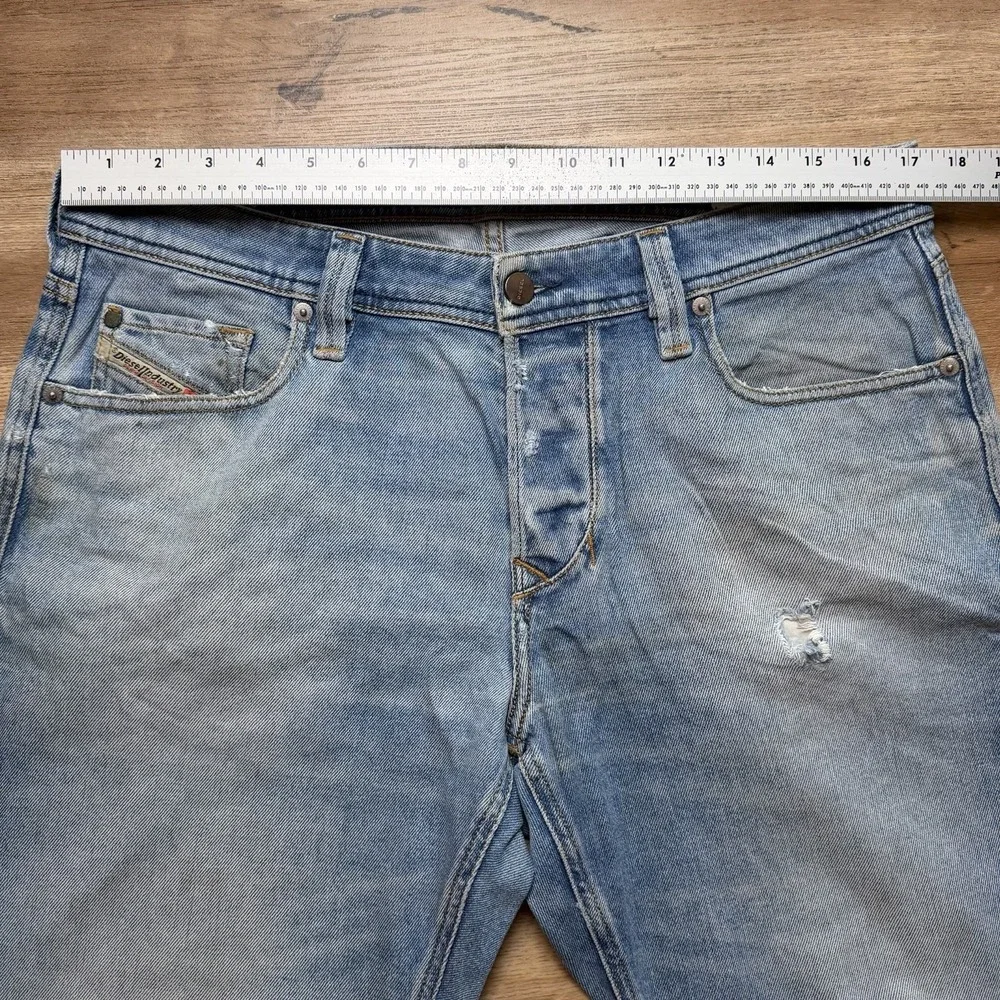 Diesel Larkee-Beex Jeans Men 34x30 Blue‎ Regular Tapered Stretch Thrashed 089AW